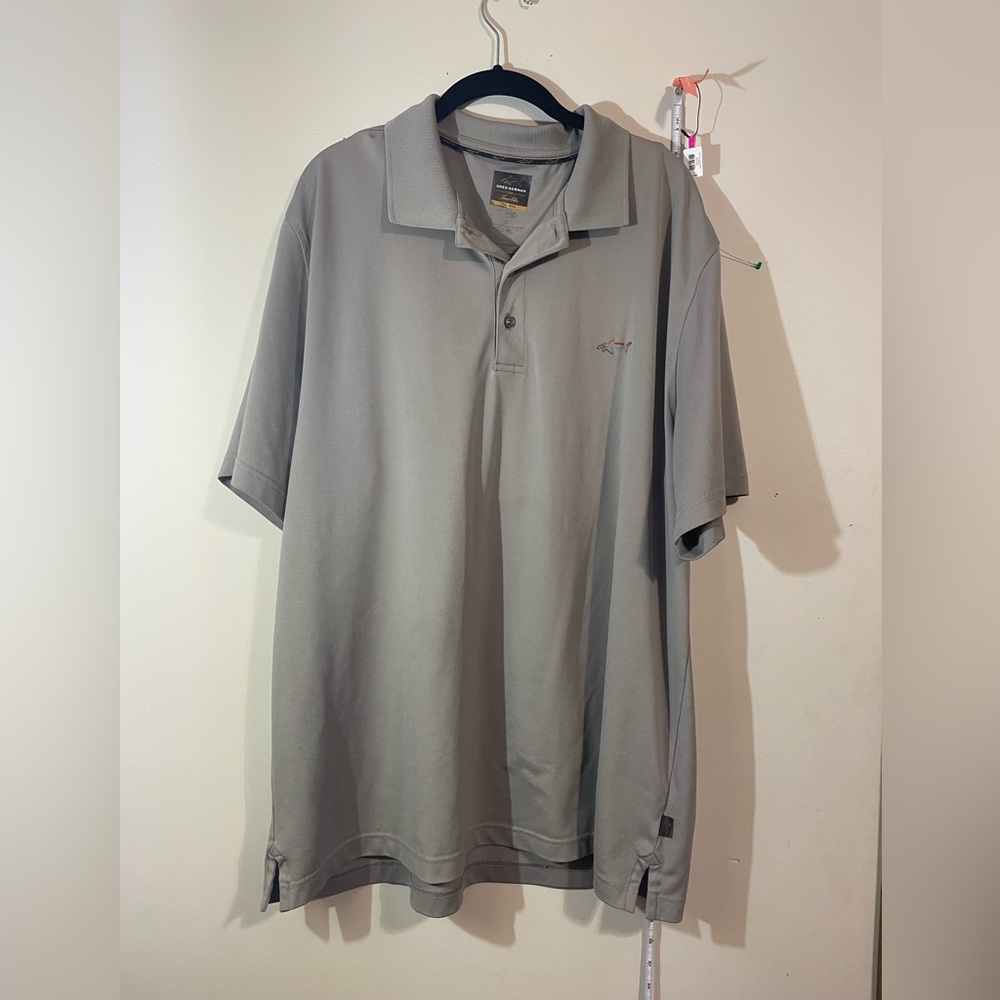 Greg Norman‎ Men’s Golf Polo X-Large Gray Tasso Elba Five Iron  great condition